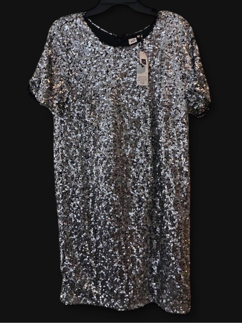 GAP Sparkling Silver Sequin Shift Dress - Women Size Large